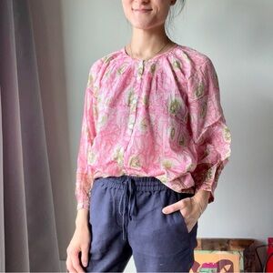 Bell by Alicia Bell pink floral gathered blouse
